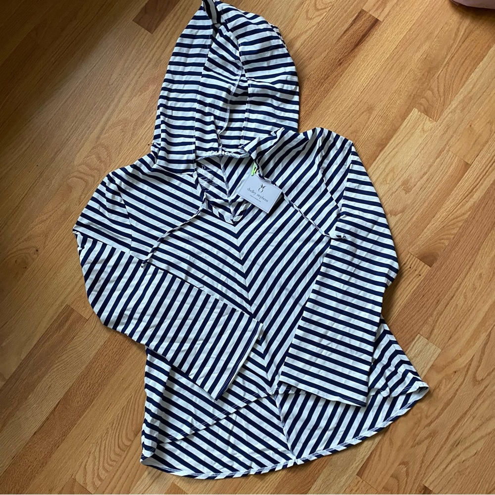Halsey Hoodie in Repreve® Striped Jersey (Navy / White)